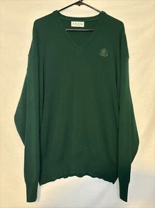 Vintage Izod Pullover grün bestickt V-Ausschnitt Langarm Gr. 2XL Made USA - Bild 1 von 7