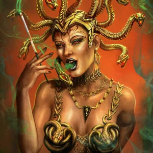 "Snake Head Whore"" League of Elder Ciencia ficción fantasía pin up estampado artístico" - Imagen 1 de 2