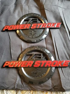 7.3 L Powerstroke Turbo Diesel 2 Pc 3D Decals Black And Red - Picture 1 of 5