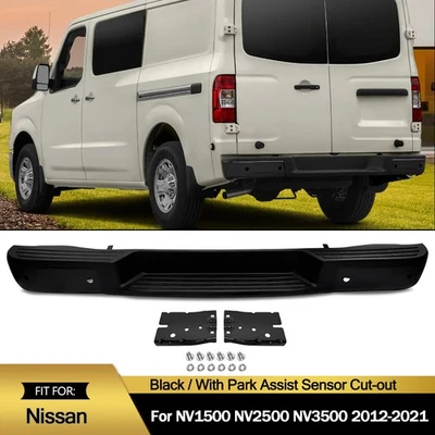 Black Rear Step Bumper For 2012-2021 Nissan NV1500 NV2500 NV3500 W/Parking Holes - Изображение 1 из 4