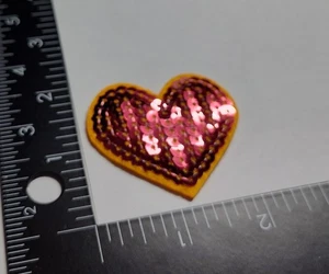 Sequins Heart Patches Decorative high Quality Craf Work Iron Sew On Fast Shippin - Picture 1 of 4