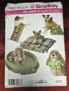 Chaqueta de cama para perro Simplicity Easy No Sew patrón de costura #3960 sin cortar - Imagen 1 de 3