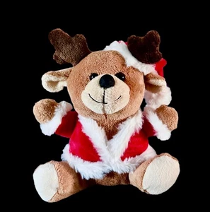 Reindeer Santa Hat Plush Stuffed Animal Kids of America Moose Christmas - Picture 1 of 6