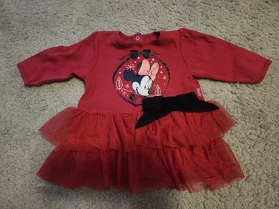 Red Girls Disney Skirt Shirt Merry Minnie Mouse  Holiday Christmas 3M - Image 1 of 4