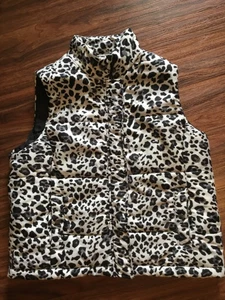 Jones New York Sport Puffer Vest Gray Leopard Print sz XL - Picture 1 of 9