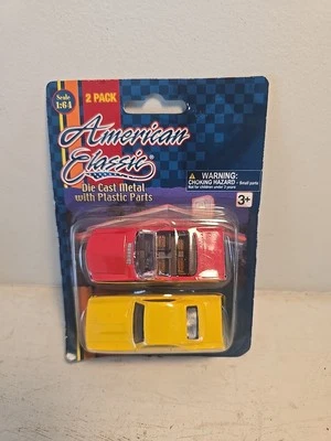 GOLDEN WHEEL AMERICAN CLASSIC 2-PACK DIE-CAST METAL CARS FORD MUSTANG 1:64 SCALE - Image 1 of 3