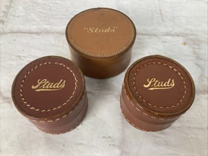 Leder Nieten Etuis für Manschettenknöpfe Vintage um 1930 x 3 Konvolut - Bild 1 von 6