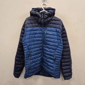 Rab Microlight Alpine Pertex Puffer Blue Hooded Down Coat Jacket Size Large - Picture 1 of 11