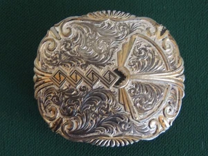 Vintage Montana Silversmiths Southwestern Cowboy Indianer versilbert Gürtelschnalle - Bild 1 von 5