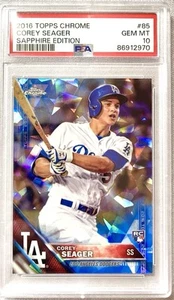 2016 Topps Chrome Sapphire #85 Corey Seager RC Rookie PSA 10 Gem Mint Dodgers - Picture 1 of 2