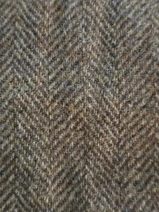 Vintage WOOL FABRIC Woven Brown Suiting Coat Herringbone 60" W X 2yds - Picture 1 of 7