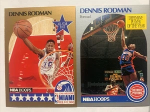 Lotto di 2 cerchi NBA Dennis Rodman HOF Chicago Bulls 1990-1991 - Foto 1 di 5