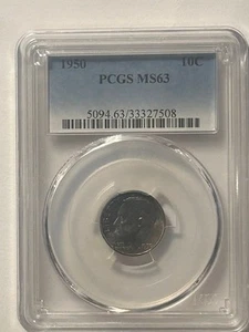 1950 Roosevelt Dime MS63 - Picture 1 of 2