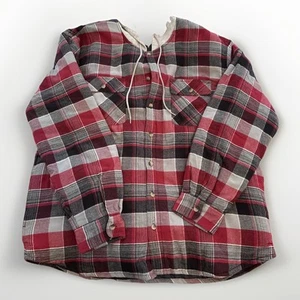 Chaqueta de franela Wrangler forrada con edredón con capucha para hombre 2XL chaqueta roja negra - Imagen 1 de 7