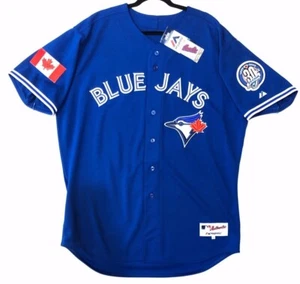 Authentic MAJESTIC, SIZE 52 2XL, TORONTO BLUE JAYS, BLUE, ON FIELD Jersey SHARP! - Picture 1 of 3