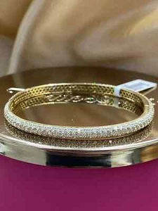 9.3Ct Round Lab Created Diamond Women Bangle Bracelet 14K Yellow Gold Plated 2/4 - Picture 1 of 5
