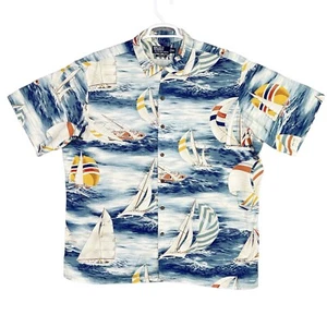 Ralph Lauren Polo Shirt Mens 2XL XXL Blue Sailboat Button Up 100 % Cotton - Picture 1 of 7