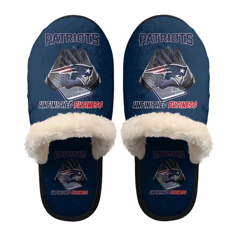 New England Patriots Unisex Fleece Slippers Warm Anti-slip House Indoor Shoes Cover