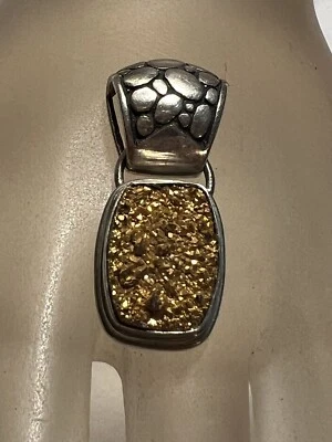 Great Sarda Sterling Silver Gold Stone Druzy Pendant - Image 1 of 4