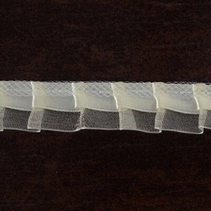 3/4" x 25 yrd IVORY Satin and Organza Ruffle Trim Crafts Sewing Wholesale SALE - Picture 1 of 4