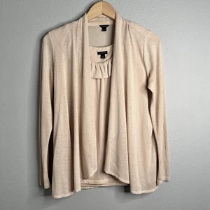Ann Taylor Women's Sweater Set Tank & Cardigan Linen Blend Knit Pale Pink Size S - Picture 1 of 11
