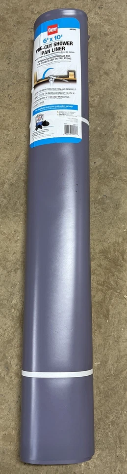 Oatey 41645 Pre-cut Shower Pan Liner 6' X 10' Waterproof 40 Mil PVC Gray