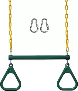Trapeze Swing Bar With Rings For Kids Playground Equipment Outdoor Fun - Picture 1 of 8