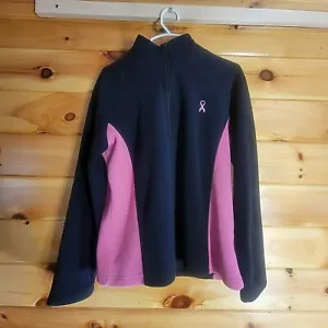 The Breast Cancer Site Women's Pull Over Small Fleece Quarter Zip Black and Pink - Picture 1 of 9