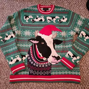Blizzard Bay Ugly Sweater Christmas Size Adult Large 3-D Cow Holiday Party - Picture 1 of 5