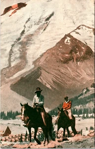 Cowboys Horseback Sunrise Rainier Park Northern Pacific Washington Postcard - Picture 1 of 2