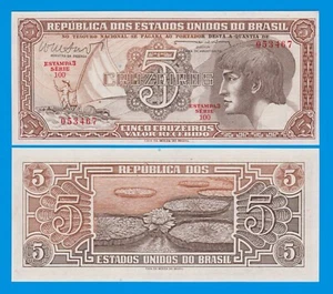 Brazil 5 Cruzeiros P 166b UNC Signature 10 ( P 166 b ) - Picture 1 of 1