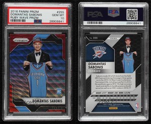 2016-17 Panini Prizm Ruby Wave Domantas Sabonis #255 PSA 10 GEM MT Rookie RC