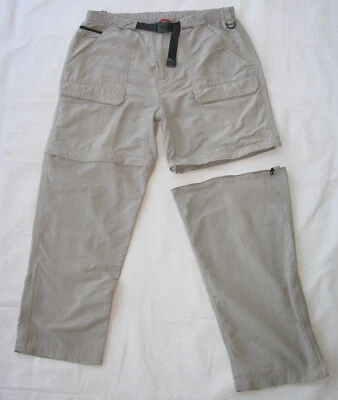 Pantalones/pantalones cortos de senderismo convertibles North Face para hombre talla XL L30 beige con cinturón Foto 1 de 4