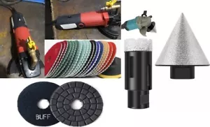 wet polisher grinder stone concrete polish pad granite marble CHAMFER CORE BIT - Picture 1 of 14