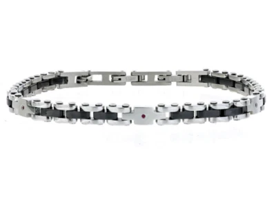 URANIA - BRACCIALE IN ACCIAIO CM18+3 CON 3 DIAMANTI ROSSI I/SI 1MM CT 0,008 - Immagine 1 di 2