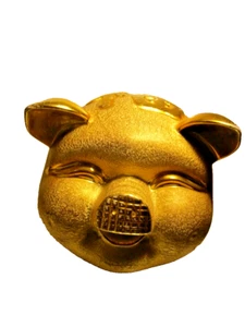 Piggy Bank, Gold Pig Design Bank, Golden Extra Large vintage rare Chinese - Picture 1 of 7