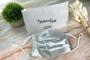 HIMMLISCHE SEIDE Gesichtsmaske dreilagig waschbar Plissee mit Filter (silber) - Bild 1 von 4