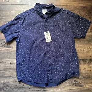NWT Alexander Julian Mens 2XL Navy Blue Short Sleeve Button Up Nautical Anchors - Picture 1 of 13