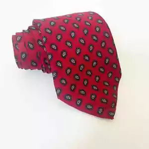 Hilditch & Key Mens Red Navy White Paisley Woven Silk Tie England 58" x 3.5" - Picture 1 of 5