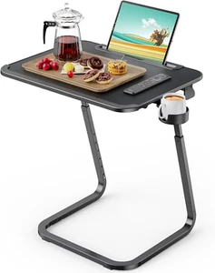 Adjustable TV Tray Table - Heavy Duty Trays for Eating on Couch, Laptop Desk for - Picture 1 of 9