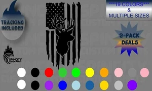 Distressed American Flag Hunting Truck Window Decal Vinyl Graphic Car Sticker - Foto 1 di 12