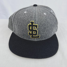 Salt Lake Bees Hat New Era Authentic 59FIFTY Fitted 7 5/8 Cap Gray Yellow Wool