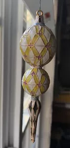 Vintage Cloisonné Enameled Ornament Window Art 7.5” Finial Shaped Christmas - Picture 1 of 10
