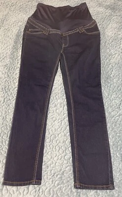 oh! mamma Maternity Jeans Sz L Dark Blue Low Rise Full Panel 5 Pocket Stretch - Image 1 of 4