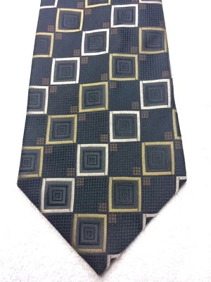 VERSA CORBATA HOMBRE NEGRO Y MARRÓN CON CUADRADOS DORADOS 4 X 59  Foto 1 de 4