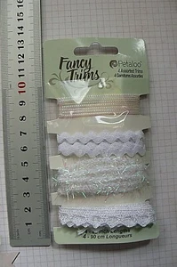 WHITE Sparkle GLITZ Trim Packs 4 Asst Styles 90cm Ea CHRISTMAS Colours Petaloo J - Picture 1 of 3