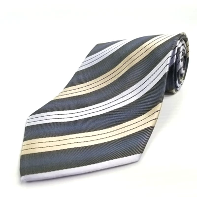 Corbata Alexander Julian Colores Lujo Gris Beige Rayas Seda 61" x 4" Foto 1 de 4