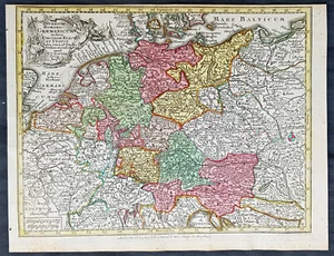 1744 Georg Mattaus Seutter Antique Map of Germany, Central & NW Europe - Picture 1 of 2