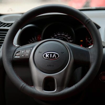 Custom Car Steering Wheel Cover Leather For Kia Forte Kia Soul Kia Rio 2009-2011 Foto 1 de 4
