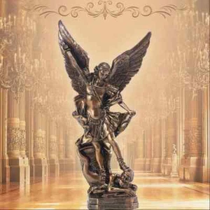 12 Inches Archangel St. Michael Slaying Demon Statue Resin Figurine Home Decors - Foto 1 di 8